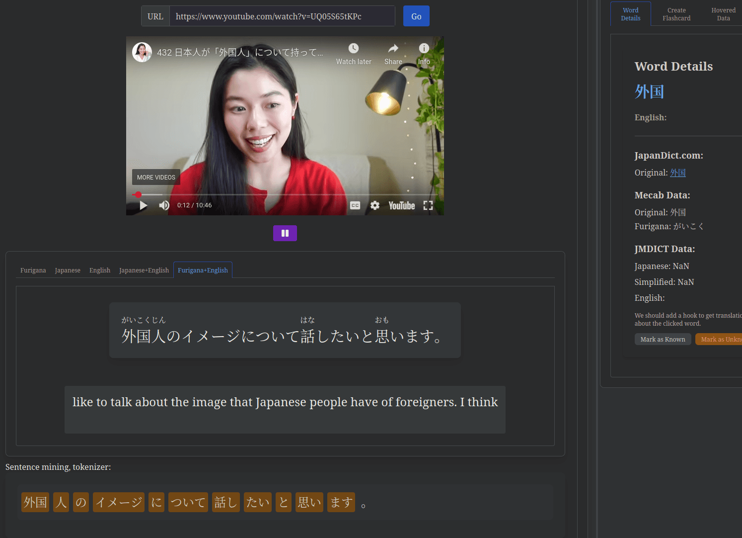 japanese youtube immersion text parser